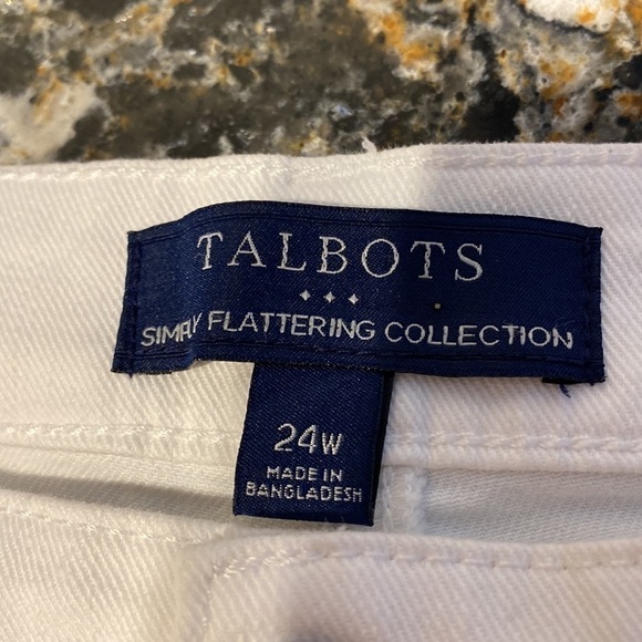 Q Talbots casual solid white stretch plus size denim pedal pushers 24W - Picture 3 of 4